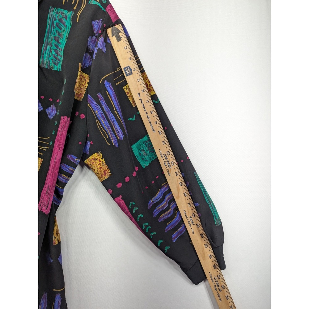Caliche Collection Black Abstract Geometric Print Button Down Shirt XL - Picture 6 of 9